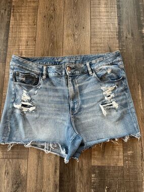 American Eagle Denim Jean Distressed Mom Short Shorts Size 18 Stretch